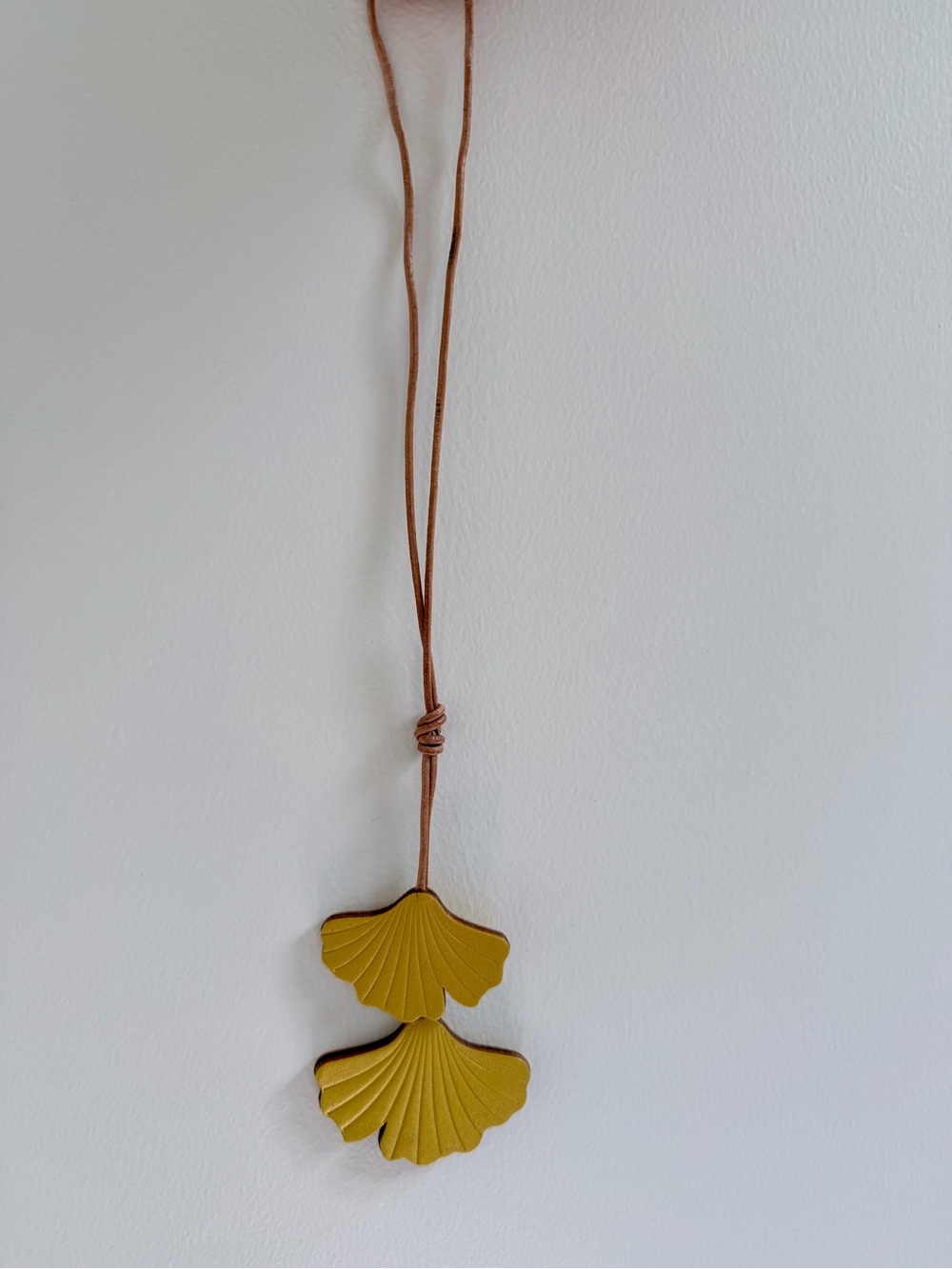 Yellow Ginkgo Leaf Leather Bag Charm